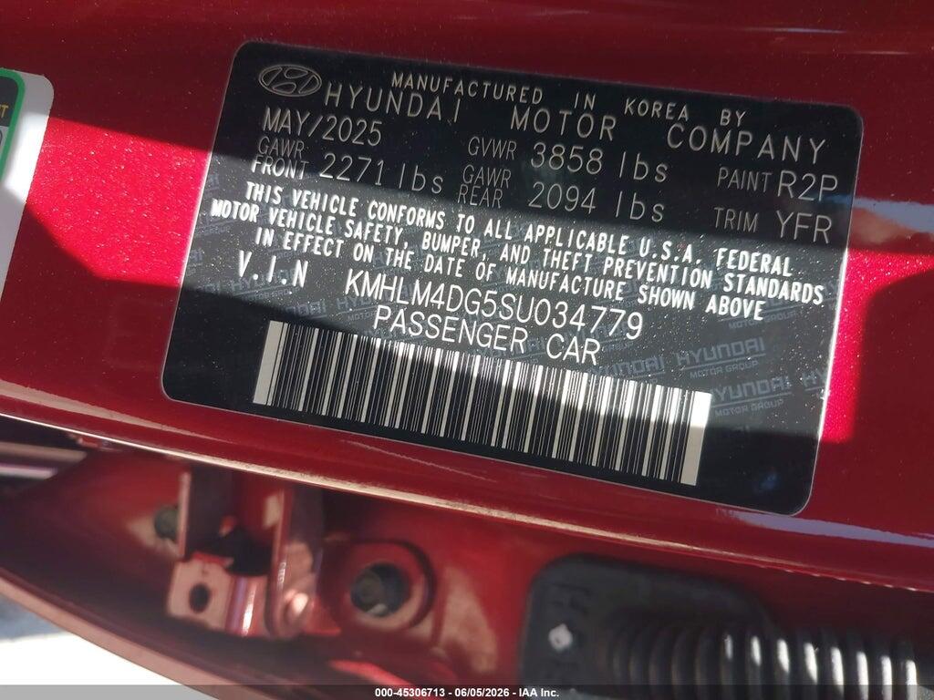 KMHLM4DG5SU034779 2025 HYUNDAI ELANTRA photo no. 9