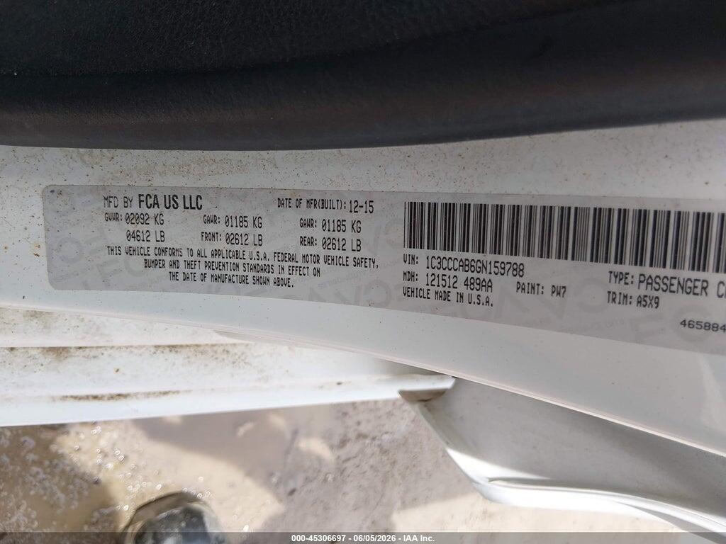 1C3CCCAB6GN159788 2016 CHRYSLER 200 photo no. 9