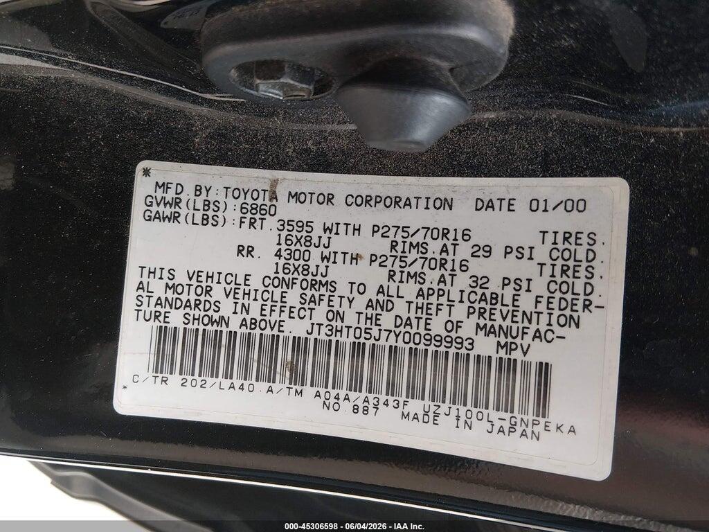 JT3HT05J7Y0099993 2000 TOYOTA LAND CRUISER photo no. 9