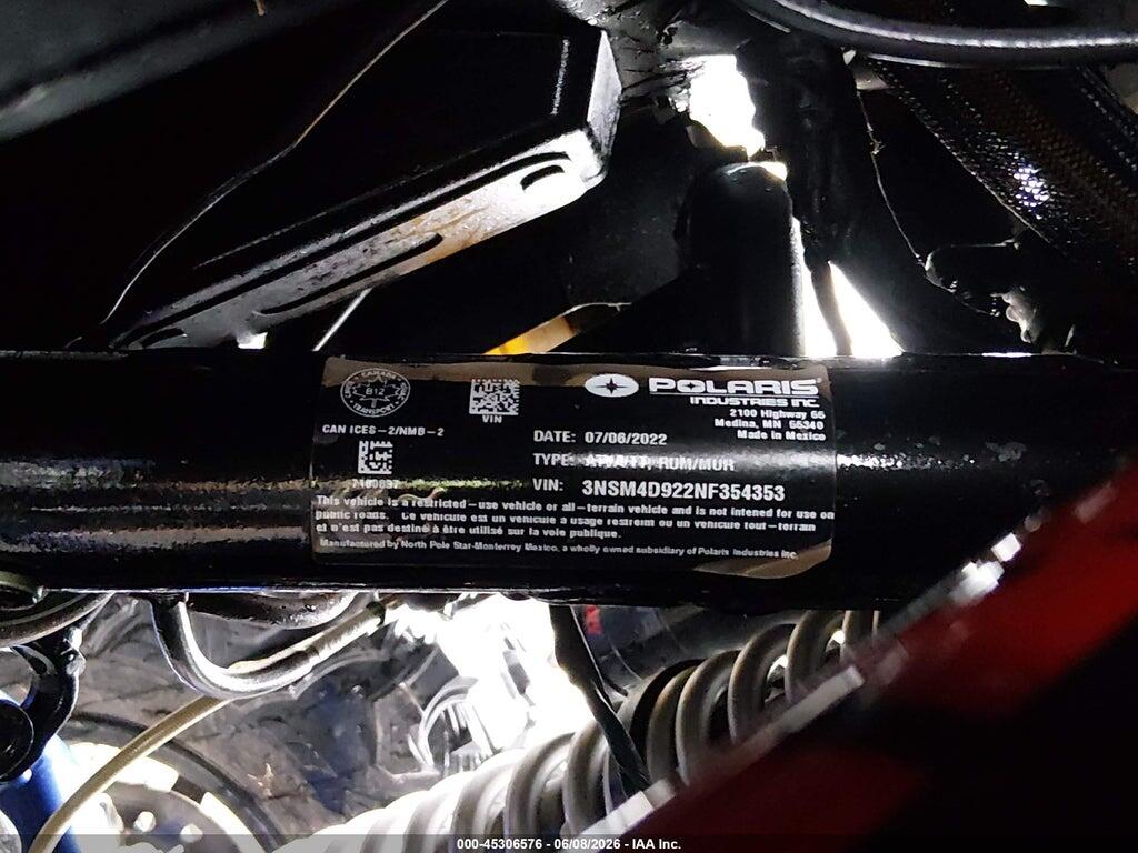 3NSM4D922NF354353 2022 POLARIS RZR photo no. 9