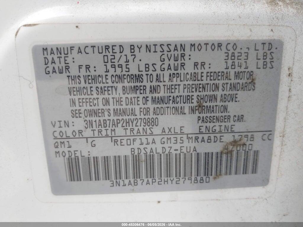 3N1AB7AP2HY279880 2017 NISSAN SENTRA photo no. 9