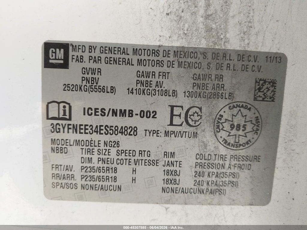 3GYFNEE34ES584828 2014 CADILLAC SRX photo no. 9