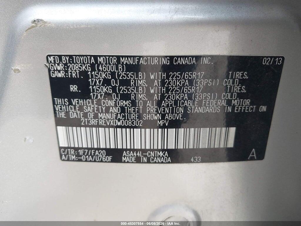2T3RFREVXDW008302 2013 TOYOTA RAV4 photo no. 9