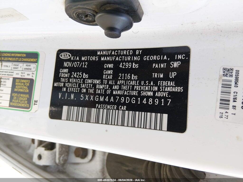 5XXGM4A79DG148917 2013 KIA OPTIMA photo no. 9