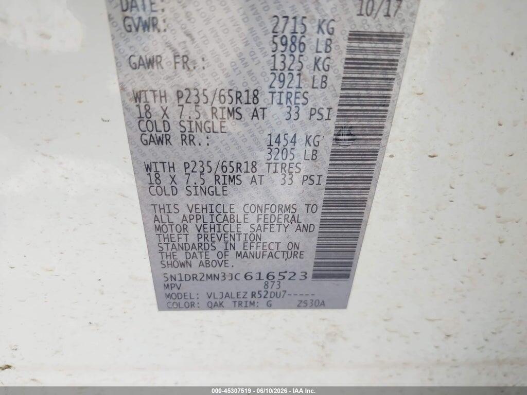 5N1DR2MN3JC616523 2018 NISSAN PATHFINDER photo no. 9