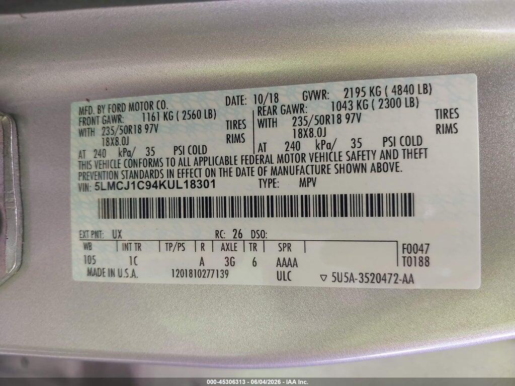 5LMCJ1C94KUL18301 2019 LINCOLN MKC photo no. 9