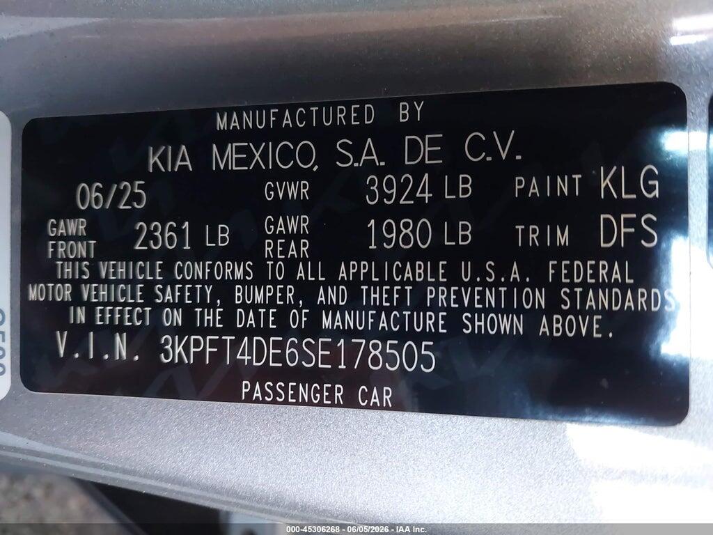 3KPFT4DE6SE178505 2025 KIA K4 photo no. 9