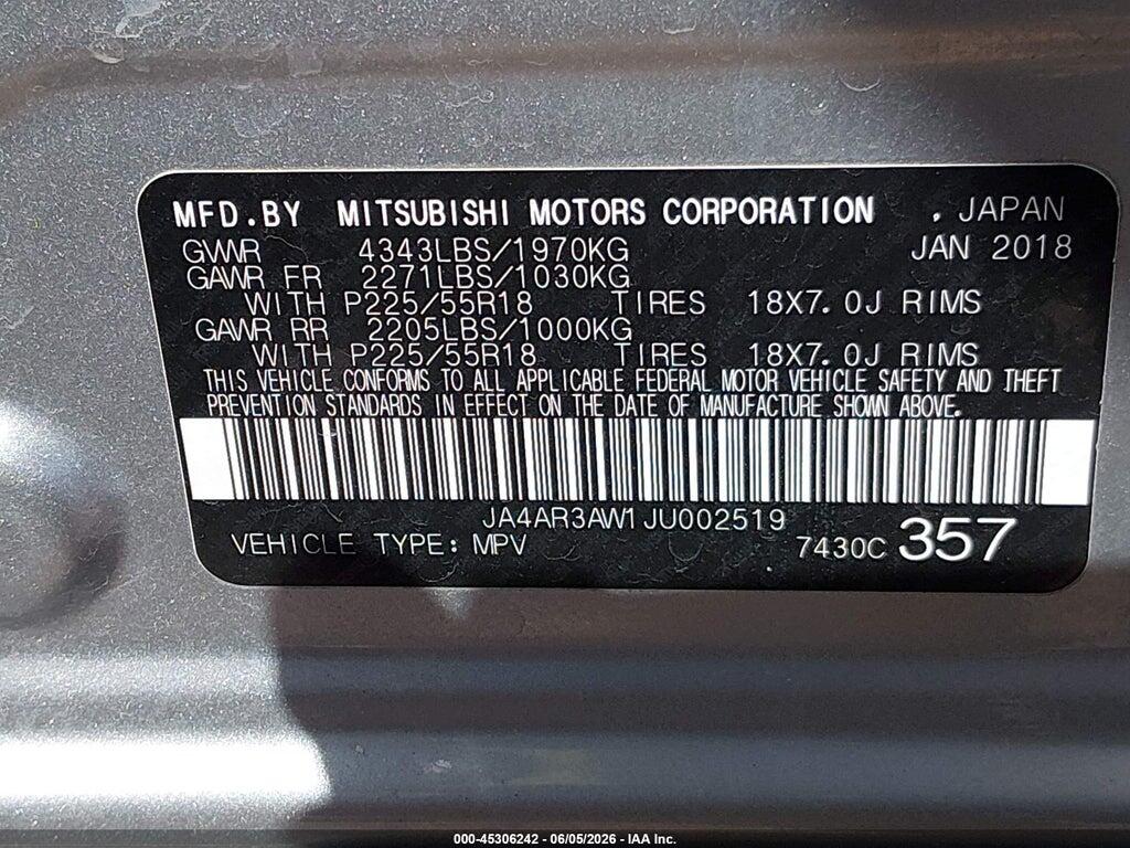 JA4AR3AW1JU002519 2018 MITSUBISHI OUTLANDER SPORT photo no. 9