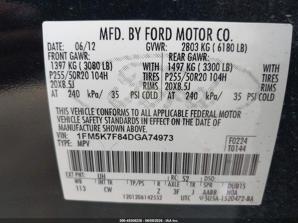 1FM5K7F84DGA74973 2013 FORD EXPLORER photo no. 9