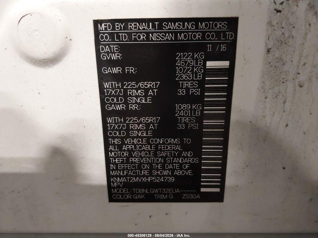 KNMAT2MVXHP524739 2017 NISSAN ROGUE photo no. 9