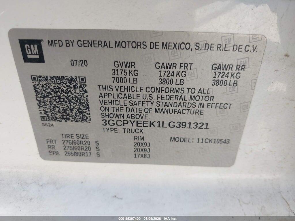 3GCPYEEK1LG391321 2020 CHEVROLET SILVERADO 1500 photo no. 9