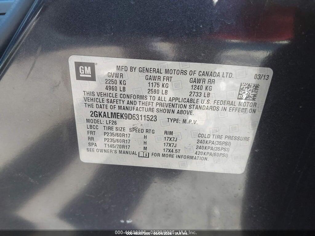 2GKALMEK9D6311523 2013 GMC TERRAIN photo no. 9