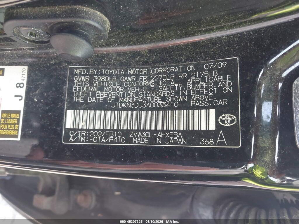 JTDKN3DU3A0033410 2010 TOYOTA PRIUS photo no. 9