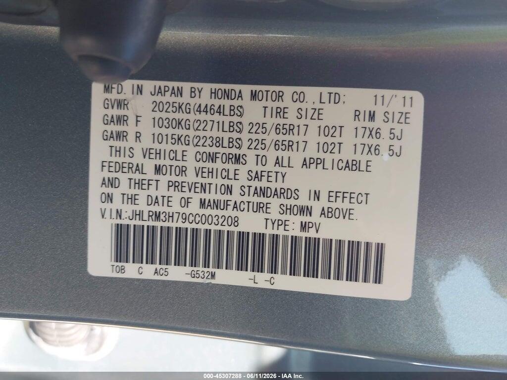 JHLRM3H79CC003208 2012 HONDA CR-V photo no. 9