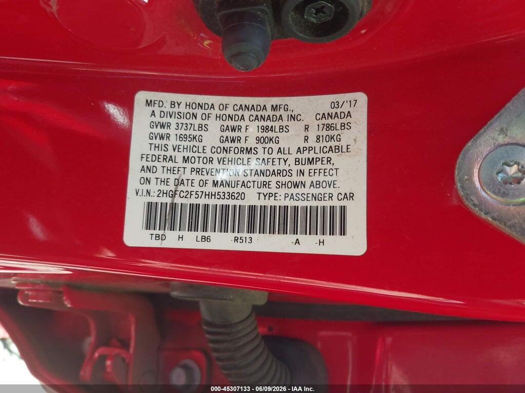2HGFC2F57HH533620 2017 HONDA CIVIC photo no. 9