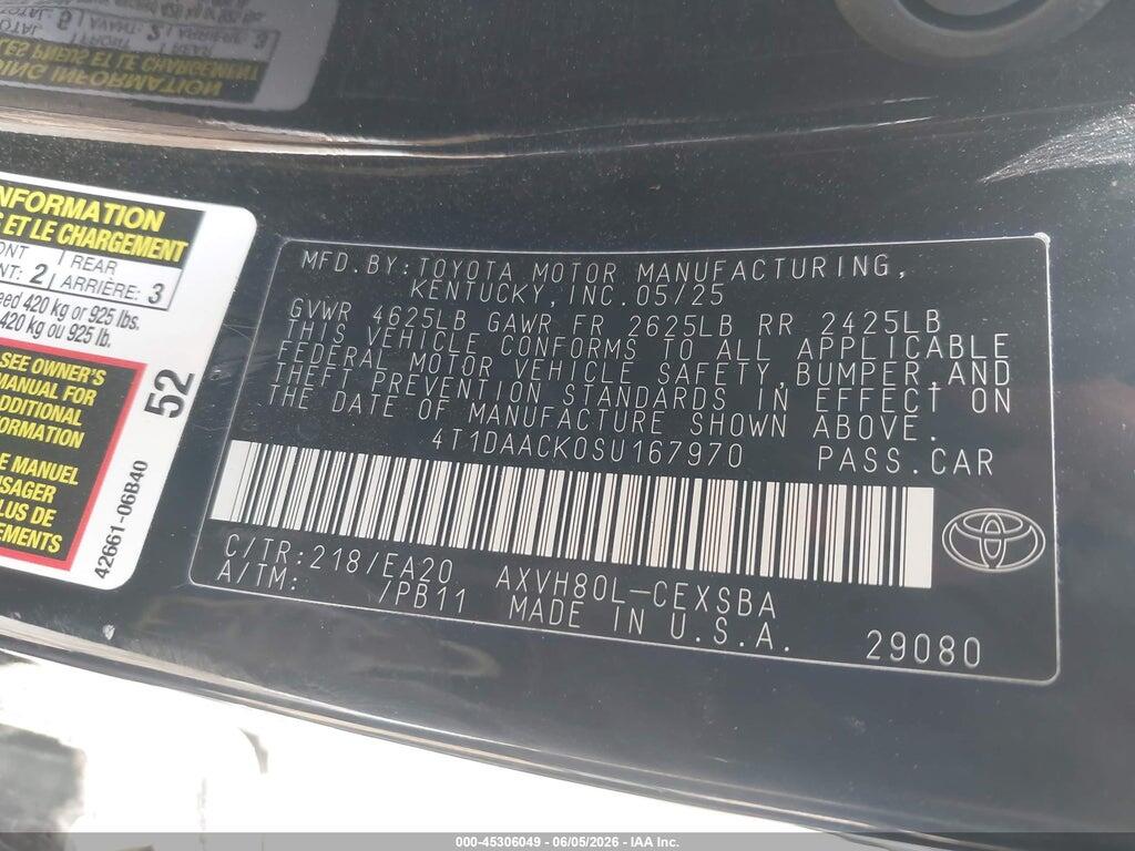 4T1DAACK0SU167970 2025 TOYOTA CAMRY photo no. 9