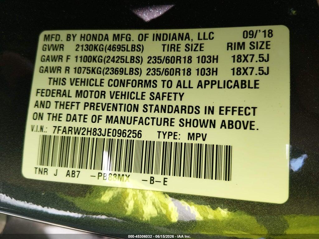 7FARW2H83JE096256 2018 HONDA CR-V photo no. 9