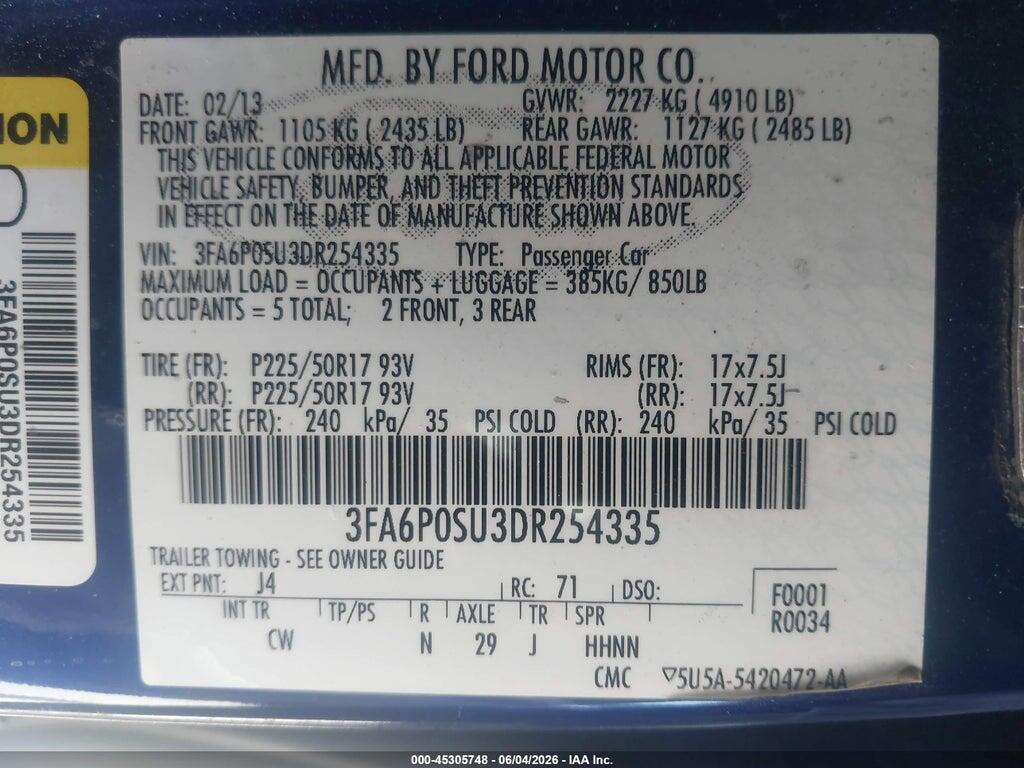 3FA6P0SU3DR254335 2013 FORD FUSION ENERGI photo no. 9