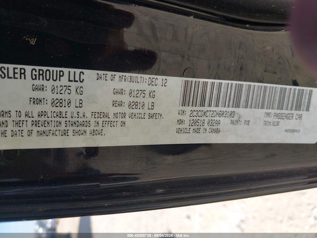 2C3CDXCT2DH603103 2013 DODGE CHARGER photo no. 9