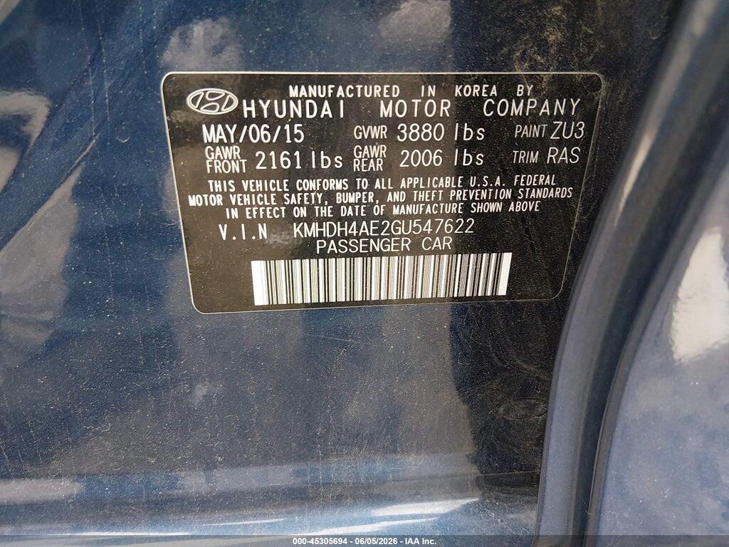 KMHDH4AE2GU547622 2016 HYUNDAI ELANTRA photo no. 9