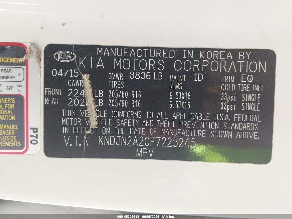 KNDJN2A20F7225245 2015 KIA SOUL photo no. 9