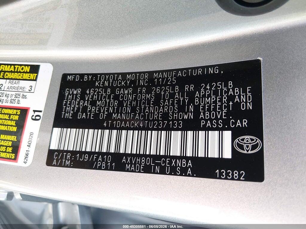 4T1DAACK4TU237133 2026 TOYOTA CAMRY photo no. 9