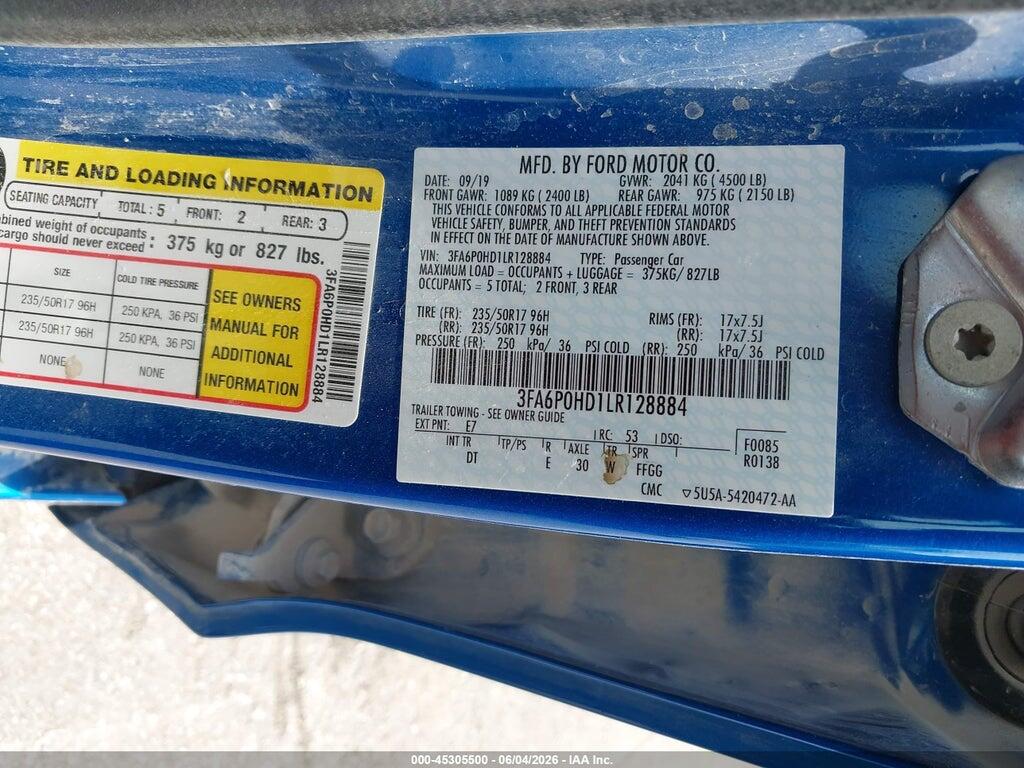 3FA6P0HD1LR128884 2020 FORD FUSION photo no. 9