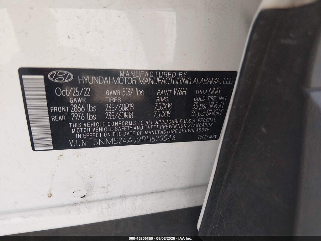 5NMS24AJ9PH520046 2023 HYUNDAI SANTA FE photo no. 9