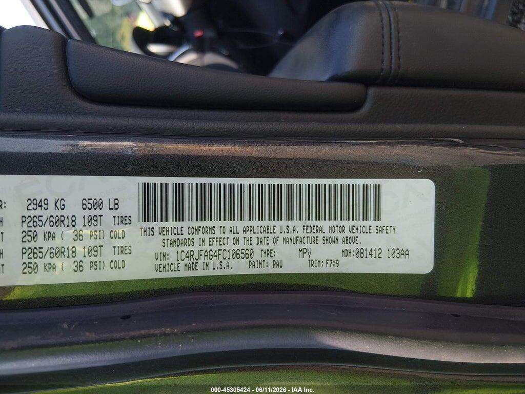 1C4RJFAG4FC106560 2015 JEEP GRAND CHEROKEE photo no. 9