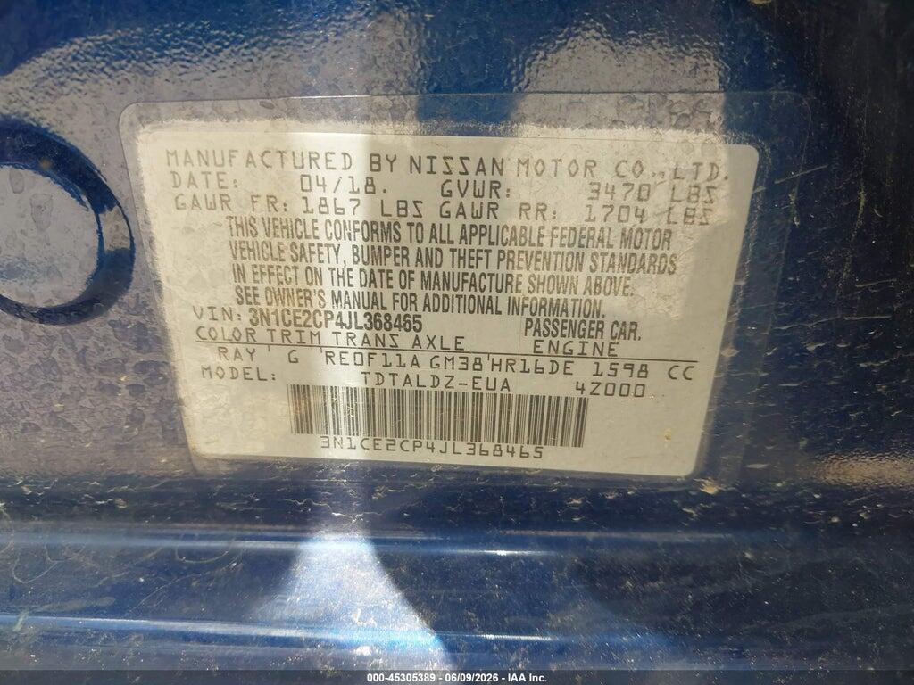3N1CE2CP4JL368465 2018 NISSAN VERSA NOTE photo no. 9