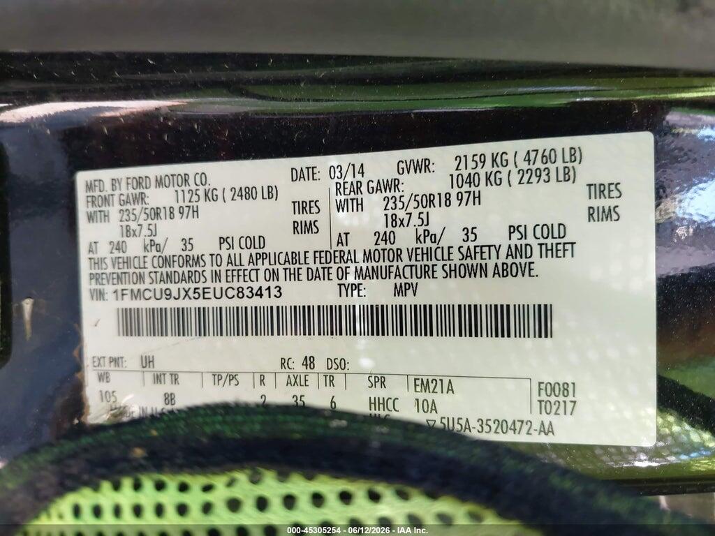 1FMCU9JX5EUC83413 2014 FORD ESCAPE photo no. 9