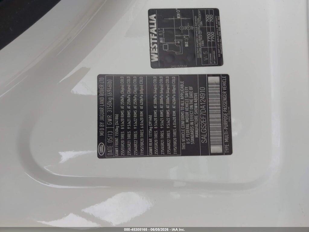 SALGS2EF7DA124910 2013 LAND ROVER RANGE ROVER photo no. 9