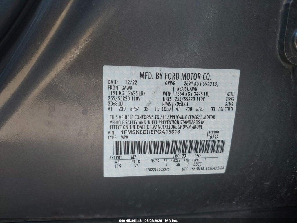 1FMSK8DH8PGA15618 2023 FORD EXPLORER photo no. 9