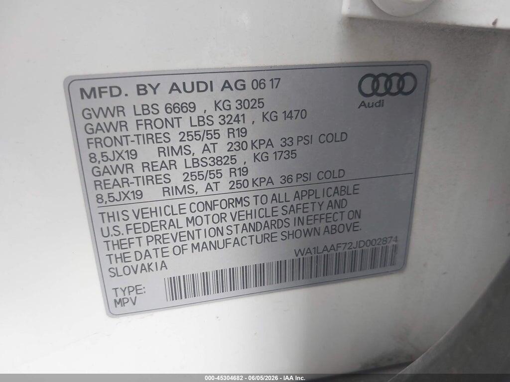 WA1LAAF72JD002874 2018 AUDI Q7 photo no. 9