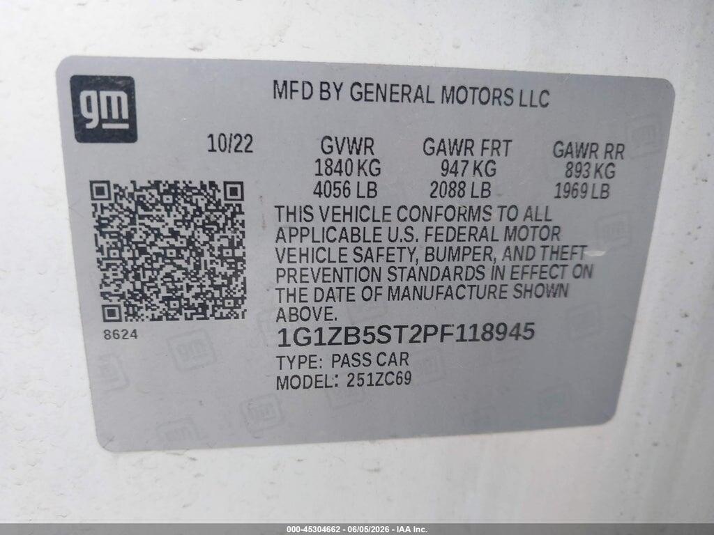 1G1ZB5ST2PF118945 2023 CHEVROLET MALIBU photo no. 9