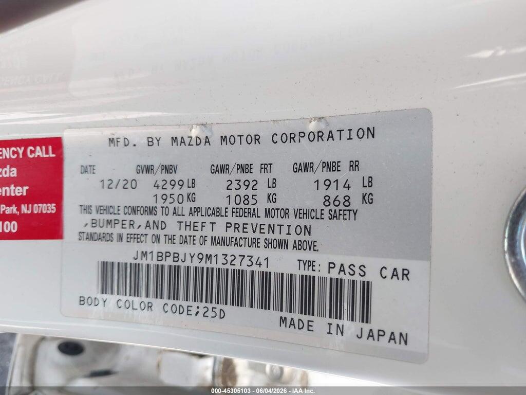 JM1BPBJY9M1327341 2021 MAZDA MAZDA3 photo no. 9