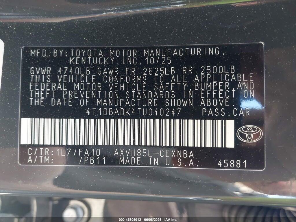 4T1DBADK4TU040247 2026 TOYOTA CAMRY photo no. 9