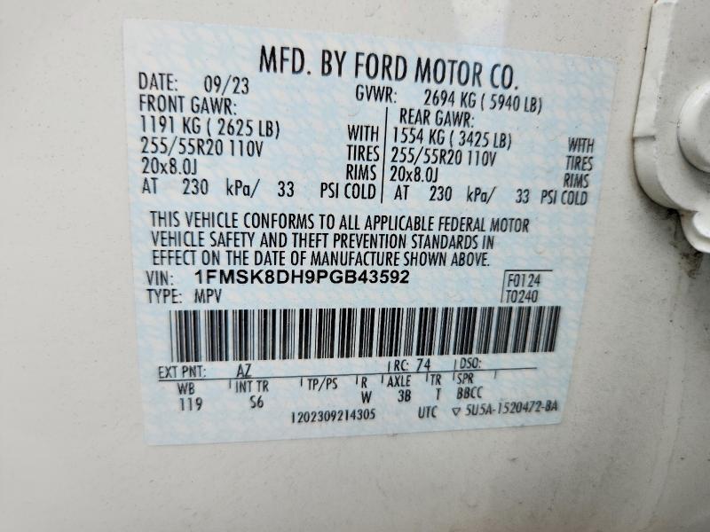1FMSK8DH9PGB43592 2023 FORD EXPLORER photo no. 12