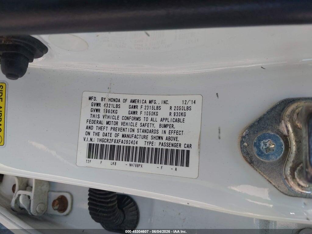 1HGCR2F8XFA090404 2015 HONDA ACCORD photo no. 9