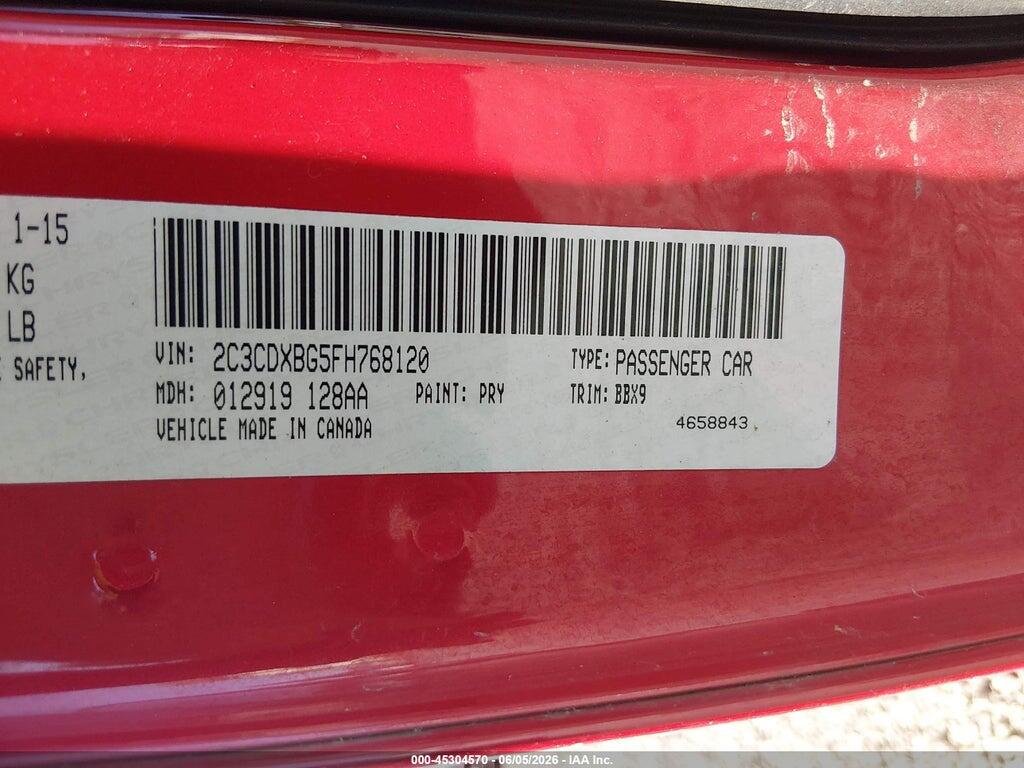 2C3CDXBG5FH768120 2015 DODGE CHARGER photo no. 9