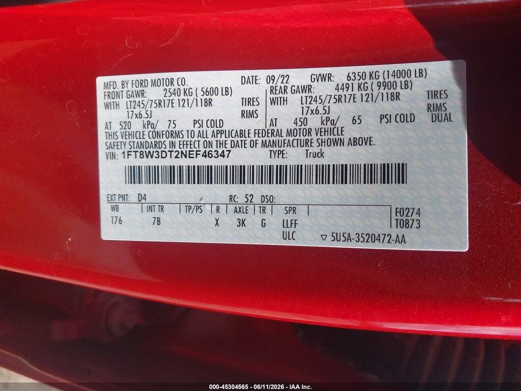 1FT8W3DT2NEF46347 2022 FORD F-350 photo no. 9