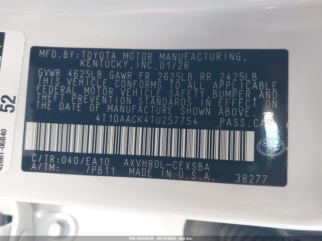 4T1DAACK4TU257754 2026 TOYOTA CAMRY photo no. 9