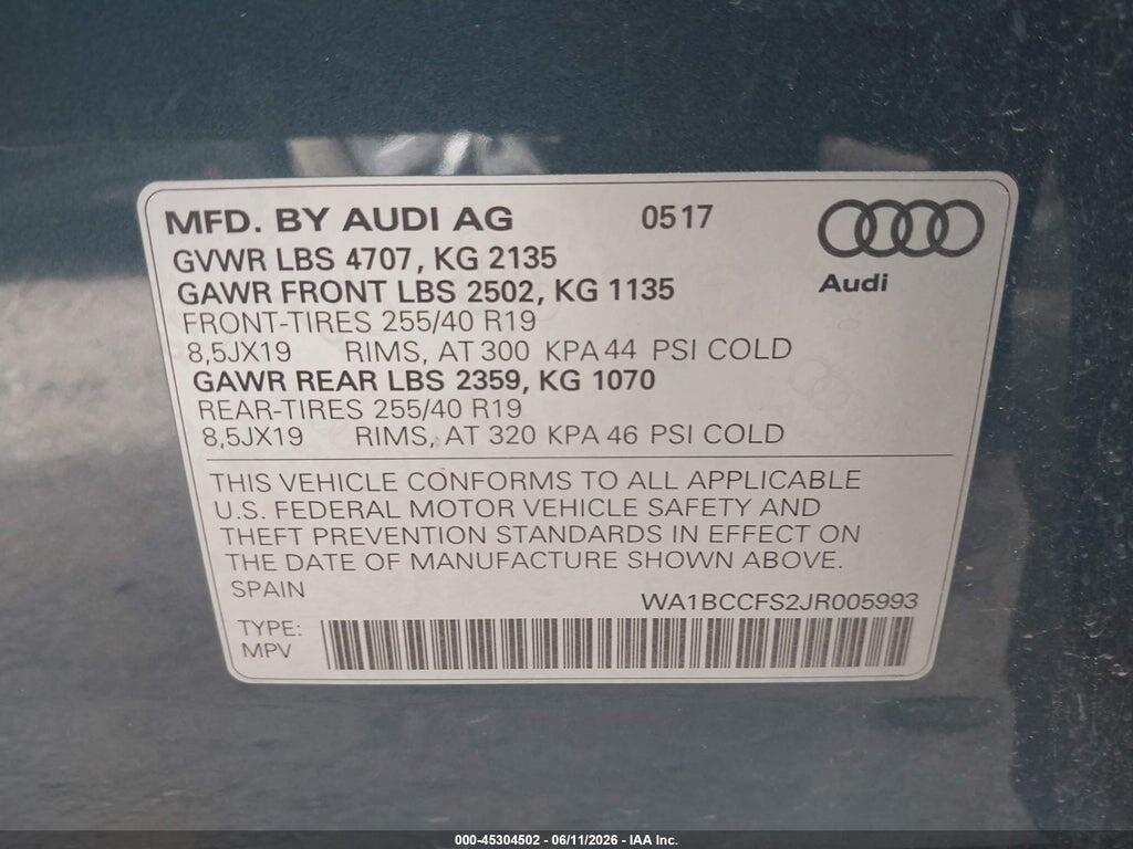 WA1BCCFS2JR005993 2018 AUDI Q3 photo no. 9