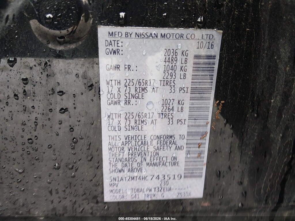 5N1AT2MT4HC743519 2017 NISSAN ROGUE photo no. 9