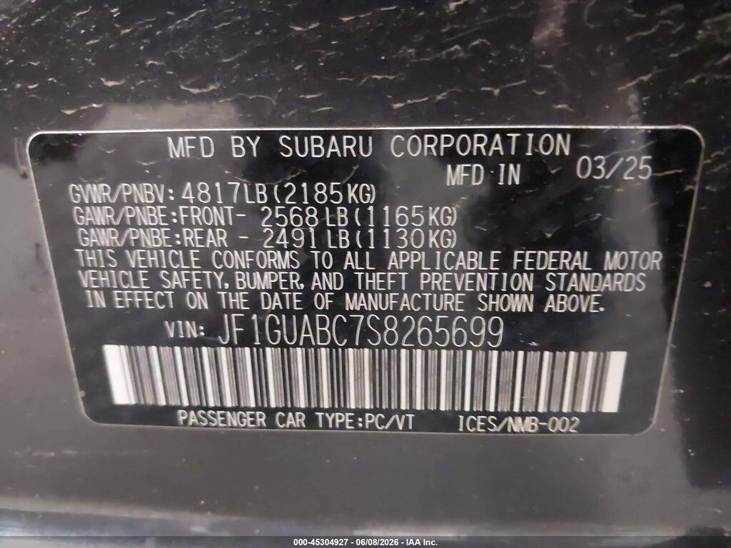 JF1GUABC7S8265699 2025 SUBARU IMPREZA photo no. 9