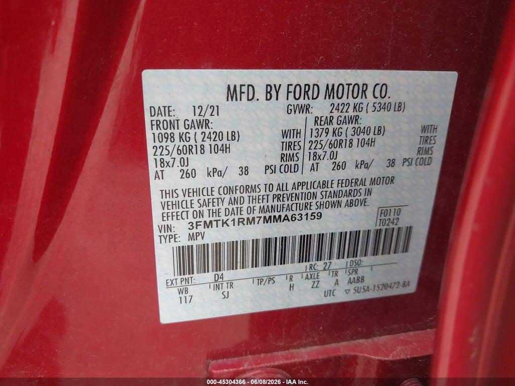 3FMTK1RM7MMA63159 2021 FORD MUSTANG MACH-E photo no. 9