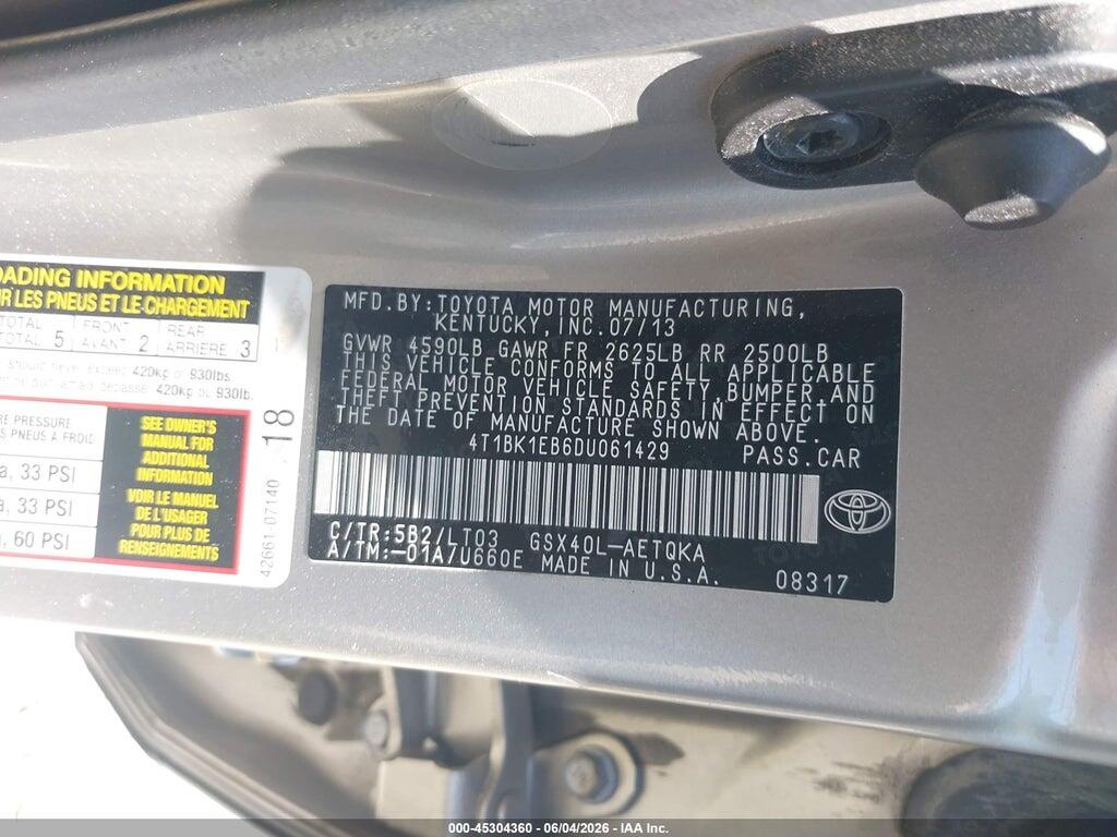 4T1BK1EB6DU061429 2013 TOYOTA AVALON photo no. 9