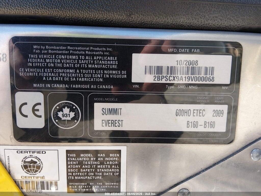2BPSCX9A19N000068 2009 SKI DOO 594CC photo no. 9