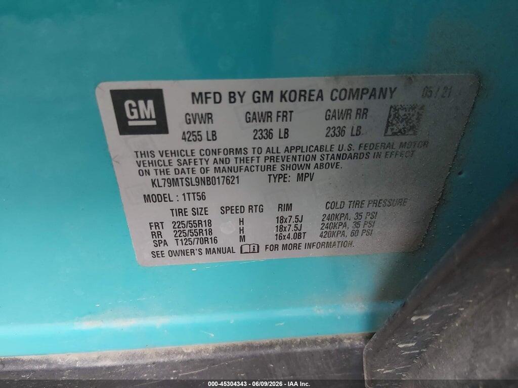 KL79MTSL9NB017621 2022 CHEVROLET TRAILBLAZER photo no. 9