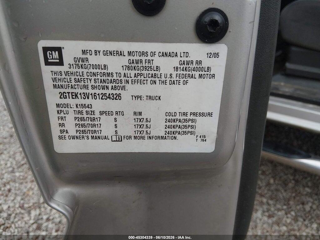 2GTEK13V161254326 2006 GMC SIERRA 1500 photo no. 9